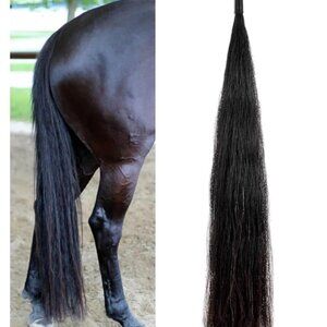 Real Horse Tail Extension - Fake Tail - Natural Black - 1/2 Pound - 30"